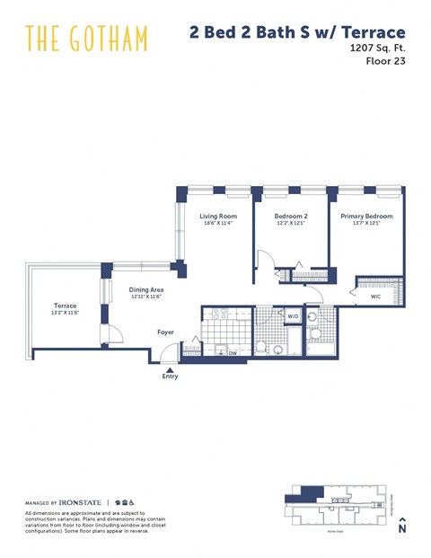 the gotham 2 bed 2 bath floor plan